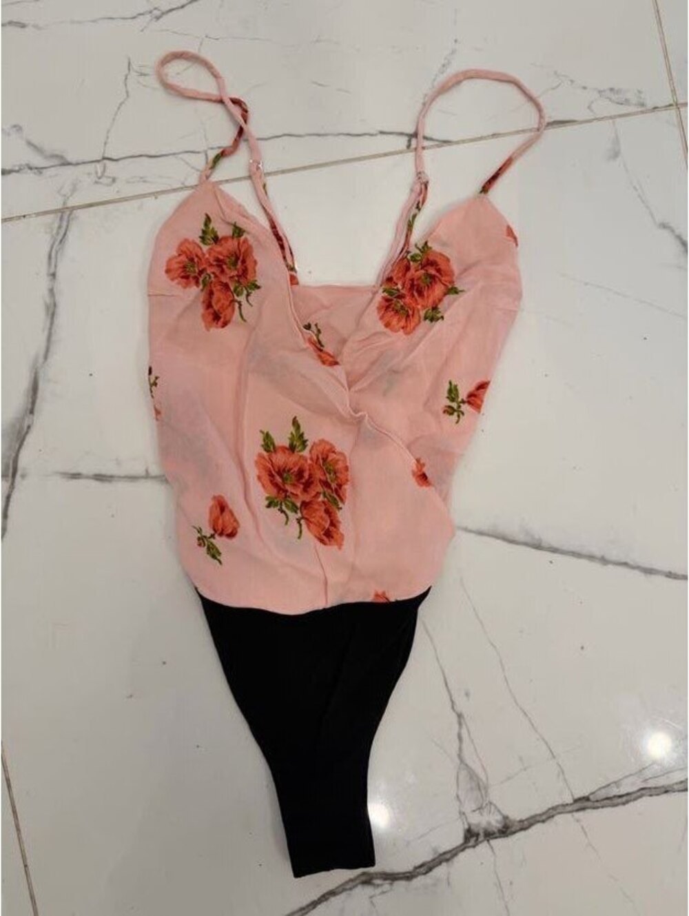 Reformation Pink Floral Cami Bodysuit S/M